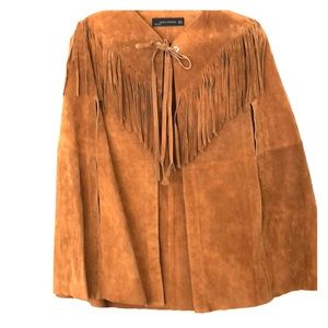 Leather suede cape